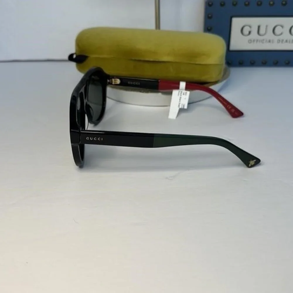New - Gucci New GG0159SN 003 Black & Multi Color Aviator Sunglasses